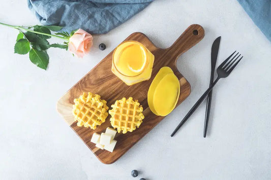 Acacia Wood Cutting Board with Handle and Serving Tray
