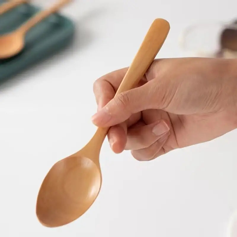 5-Piece Wooden Spoon Set with Long Handle Kitchen Tools
