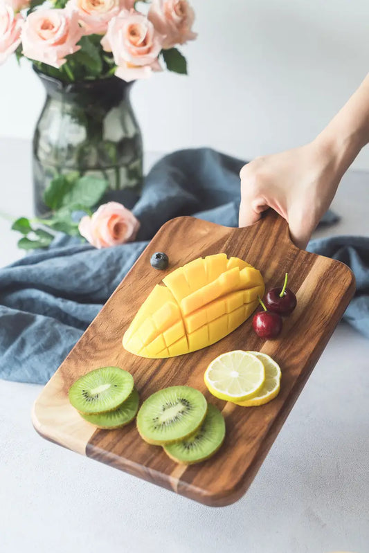 Acacia Wood Cutting Board with Handle and Serving Tray