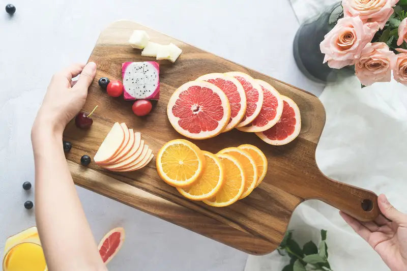 Acacia Wood Cutting Board with Handle and Serving Tray